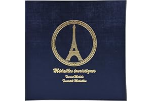 Exacompta - Réf. 96114E - 1 classeur de collection pour 100 médailles touristiques ou jetons souvenirs + 5 feuillets plastiques 20 cases + 5 intercalaires - Format 24,5x25cm - coloris bleu marine