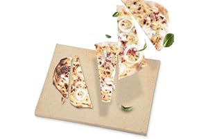 FEUERFEST 123 GMBH Feuerfest 123 - Pierre à tarte flambée en chamotte carrée 40 x 30 x 2,5 cm - Pour four et barbecue (au gaz) - Véritable brique en chamotte, brique pour tarte flambée croustillante et aérée