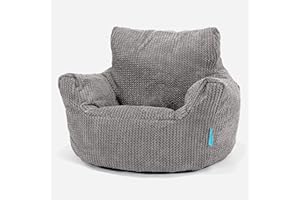 Lounge Pug - Pom Pom Waffle Textured CORD - Childrens Armchair - Kids Bean Bags UK - Toddler Chair Beanbag - Charcoal Grey