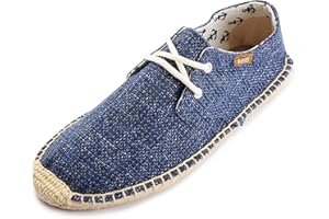 Kentti Men's Lace up Casual Canvas Slip on Flat Espadrille Shoes