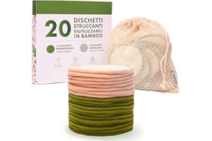 20 Dischetti Struccanti Lavabili in Bambù | Dischetti Struccanti Riutilizzabili | Salviette Struccanti Viso con Sacchettino | Enooso (12 Soft + 8 Scrub)