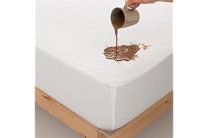 DRYMS Protector de colchón Rizo Impermeable, Transpirable y Anti Ácaros. Sábana Bajera. Fabricado en España. Medidas: 90x190/200, Altura Ajustable 30 cms con Goma elástica en el Contorno.