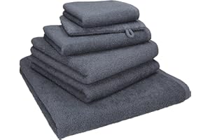 ‎BETZ Betz Berlin Handtuch-Set 6 -teilig – 100% Baumwolle – Oeko-TEX® Zertifiziert – hohe Grammatur – Duschtücher, Handtücher, Gästetücher, Seiftuch & Waschhandschuhe Farbe dunkelgrau
