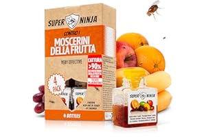 Super Ninja Trappola Moscerini Frutta per Interni - 4 Pezzi, trappola per moscerini della frutta efficace per casa e cucina, attiva fino a 3 settimane, adatta a bambini e animali domestici
