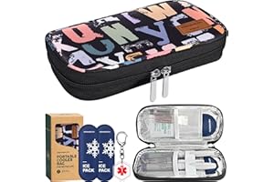 KEKHEALTH Insulin Pen Cooler Travel Case with Medical Alert,Portable Diabetic Organizer Insulated Medication Cooler Travel Bag with 2 Reusable Ice Pack Easy to TSA Approved(Graffiti)