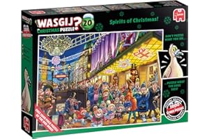 Wasgij Christmas 20, Spirits of Christmas - 2 x 1000 Piece Puzzles - Festive Fun Set of 2 Adults Jigsaw Puzzles - 100% Recycled Cardboard - 2 in 1, 1000pc Puzzle Set with Box Image Puzzle - Jumbo