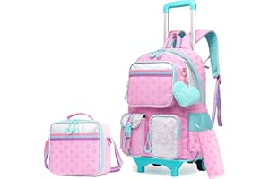 HTgroce Tornister szkolny z kółkami, plecak szkolny, plecak szkolny, na kółkach, tornister szkolny, dla dziewcząt, duży plecak na kółkach, dla dziewcząt, dzieci