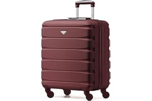 Flight Knight Lekka 4-kołowa walizka kabinowa z tworzywa ABS, twarde etui, bagaż podręczny zatwierdzony dla ponad 100 linii lotniczych, jak easyJet, British Airways, RyanAir, Virgin Atlantic, Emirates, Burgund, 56x45x25cm