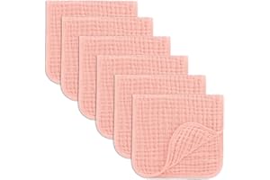 Comfy Cubs Muselina paños del Burp de 6 Paquetes Grandes de algodón 100% a Mano estropajos 6 Capas Extra Suave y Absorbente (Rosa, Paquete de 6)