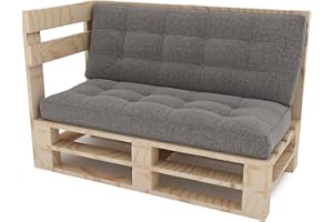 Lermowood Pallet Furniture Mpe Corner Bench 120 x 60 cm Natural Euro Pallets Indoor and Outdoor Lounge Garden Furniture Wood Garden Furniture Set Lounge Furniture Patio Balcony Loft Style Pallets