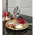 Amishi blissful decor brass Pooja small thali Set For Thakur Ji, Krishna Pooja Thali Set/Bhog Bartan/Prasad Bartan Small Utensils Set Of 5 Pcs (In Pack Of 1)Home -Puja Article Spiritual Diwali Decoration Gift Items