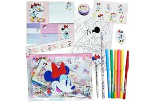 Disney - Activités Mickey et Minnie - Kit de Coloriage Enfants - Kits de Loisirs Créatifs - Minnie Accessoire Bureau - Papeterie - Feutres - Dessin - Idée Cadeau Anniversaire Fille