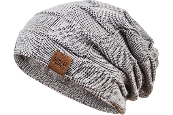 REDESS Bonnet pour Homme et Femme Chapeaux d'hiver Chauds Bonnet de crâne tricoté épais