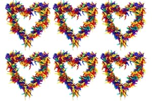 I LOVE FANCY DRESS LTD Rainbow Feather Boa – Pack de 6 – Collar de Boa de plumas multicolor tecnicolor LGBTQ+ Pride March Boa – Accesorio de disfraz de orgullo gay