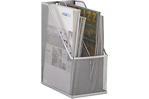 Relaxdays Portariviste Scrivania, Organizer 2 Scomparti, Metallo Forato, Raccoglitore Documenti Ufficio, A4-C4, Argento