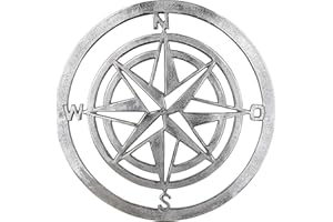 GILDE Wand Deko - Windrose - aus Alu in Silber mit rauer Oberfläche - Ø 50 cm