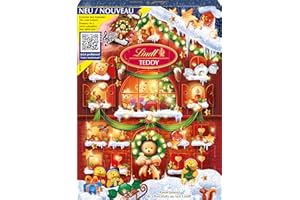 Lindt - Calendrier de l'Avent TEDDY Réalité Augmentée - Assortiment de Chocolats au Lait et Blancs - Idéal pour Noël, 170g