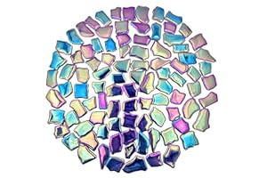 YOZIEMQ Unregelmäßige Keramik-Mosaikfliesen, 1,7 - 3,9 cm, 500 g, Keramik-Mosaikfliesen zum Basteln, Keramik-Mosaikstücke für Heimdekoration oder Bastelarbeiten, Mosaik-Zubehör (schillerndes Königsblau)