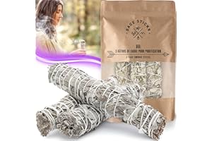 VIBRATIS Salvia Bianca Sciamanica per Purificazione 16cm - 3 Bastoncini d’incenso di salvia da bruciare + E-book – Elimina le energie negative – Favorisce la meditazione [Soddisfatti o rimborsati]