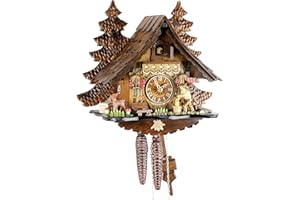 Eble Kuckucksuhr Original Schwarzwälder Kuckuckuhr Echtholz mechanisches 1-Tag Laufwerk NEU VDs Zertifikat Holzhacker 32cm- 22303