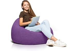 Aiire Pouf Poltrona a Sacco Design - Puffo per Sedersi con Imbottitura per la Camera da Letto - Puff Bambini, Bean Bag Chair o Puf Gamer Piccolo - Pouffe Salotto Viola
