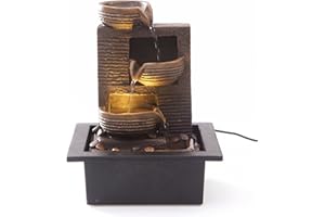 CREATIVE TOUCH FOUNTAIN EDITION Cascading Bowls Indoor Water Fountain with LED Light | Size 21 * 17.5 * 25 Cm | 3 Pin UK Plug Included |