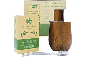 VEEGREEN Coffret Yerba Maté Bio & Catuaba (250g) | Kit avec Calebasse Tasse isotherme Paille Bombilla traditionnelle Couvercle | ilex paraguariensis | Gourde Double paroi en acier inoxydable