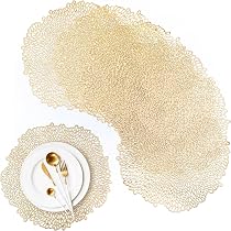 Elistonie Sets de Table Mandala Ronds à Imprimé Bohème en PVC Lot de 6