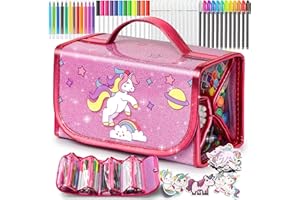 Hot Bee Cadeaux Licorne pour Filles, Set d'Art pour Enfants 3-5 6-12, Feutres Coloriage Enfants, Arts et Artisanat pour Enfants, Sets de Papeterie pour Filles