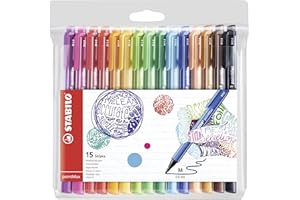 STABILO pointMax - Stylo feutre - Pochette x 15 feutres d'écriture pointe moyenne 0,8 mm - Coloris assortis