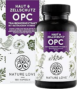 NATURE LOVE® OPC Traubenkernextrakt - Aus französischen Trauben UND Extraktion in Frankreich - 800mg Extrakt je Tagesdosis - Laborgeprüft, vegan, in Deutschland produziert