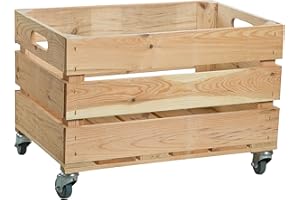 KISTENKOLLI ALTES LAND Cassetta per frutta stabile con rotelle/cassapanche, cassetta per mele, vino dal vecchio paese, naturale, dimensioni: circa 54 x 35 x 35 cm (naturale con ruote)