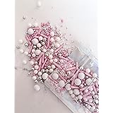 Edible Pink & White Sprinkles Luxury Mix 45g Cupcake Cake Decoration Pink Sprinkles Cake Sprinkles Mix, Gold