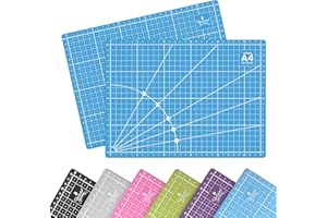 Lot de 1 base de coupe quijote PAPER WORLD Format A4 6 couleurs basiques Patchwork, guides de coupe, cicatrisation rapide, 3 mm d'épaisseur, plaques à découper, bleu