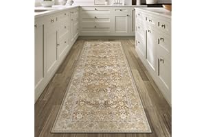 ‎PURECOZY PureCozy Waschbarer Teppich 60x180 cm, Teppichläufer Flur Dunkelbeige rutschfest für Wohnzimmer Schlafzimmer Balkon LäUfer KüChe Esszimmer BüRo Flach, Indoor Modern Weicher Kurzflor Carpet