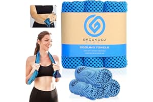 Grounded Sport ® Lightweight Microfiber Cooling Towel 3-Pack | 12" x 39" | for Exercise Spin Workout Camping Work Travel Hot Weather Women Men Neck Face | San Diego CA | Stay Grounded