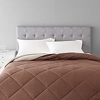 AmazonBasics Reversible Microfiber Comforter - Full/Queen, Chocolate, Pack of 1