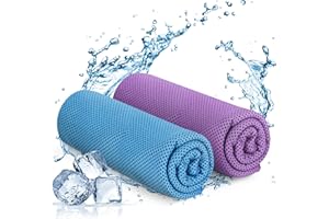 KAYMAN Paquete de 2 Toallas refrescantes de Yoga, Microfibra Suave y Transpirable, Elimina el Sudor y se Seca rápidamente, Ideal para Yoga, Gimnasio, Golf, Correr, Entrenamientos y Senderismo, fácil