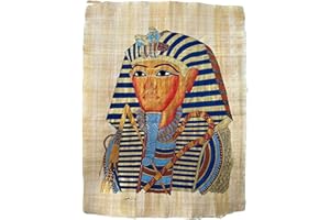 ANCIENT EGYPTIAN PAINTINGS King Tut Tutanchamun – authentischer handbemalter Vintage-Papyrus mit Unterschrift – Ägypten Papyrus Kunst – Ägypten Dekor – Papyrus-Papier 22,9 x 33 cm
