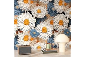 FunStick Carta da Parati Floreale Blu e Bianco Carta da Parati Bambini Cameretta Margherita Pellicola Adesiva per Mobili Fiori Salotto Carta Adesiva per Rivestire Mobili Bambini Fantasia Blu 44.5CM×3M