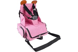 BABY FIRST Alzador De Asiento Para Niños 4in1, Trona Para Bebe Portatil - Mochila Portatil, Sillas Comedor De Viaje Para Niños (GRIGIO/NERO, NORMAL)