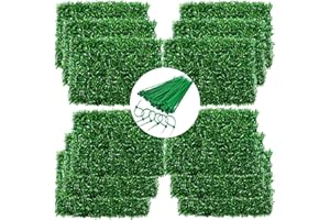 jxgzyy 12PCS Artificial Boxwood Hedge Panels Garden Trellis Screening Fake Grass Wall Panel 60cm x 40cm Faux Green Leave Privacy Fence Screen Grass Backdrop For Home Garden Wall