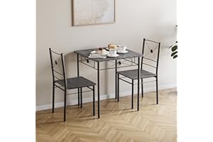 Vida Designs Roslyn Dining Table and Chair Set, Kitchen Breakfast Modern Contemporary Furniture Set (Grey, 2 Seater)