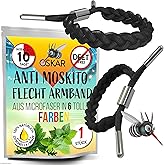 OSKAR - Stylisches Mückenschutz Armband Erwachsene, 1er Pack zur Mückenabwehr - Schwarz geflochten - Anti Mücken Schutz, extr