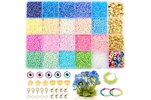 Acetiti 2mm Perles Pour Bracelet, 20 Couleurs Perles de Rocaille en Verre pour Bracelet Kit Perles Lettres pour Bijoux DIY Fabrication Colliers Boucles d'Oreilles artisanat Noël (couleur cristal)