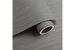 VaryPaper Carta da Parati Effetto Lino Grigio 40cmx200cm Carta Parati Adesiva Muro Adesivi Decorativi per Mobili Pellicola Adesiva Decorativa Carta Adesiva Impermeabile per Bagno Soggiorno Armadi