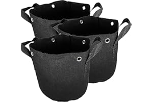 Honju Home Growbag - Pot en Tissu de 8l (Pack de 3) [Sac de Culture avec Trous renforcés pour l'attacher, Meilleure Croissance des Racines, Évite l'humidité stagnante] Noir