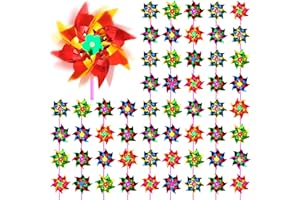Vivantia 100 Pcs Reflective Windmills Plastic Outdoor Wind Spinners Bulk Colorful Pinwheels for Garden Yard Farm & Party Decor