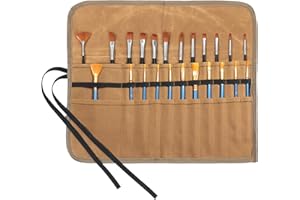 Denifiter Federmäppchen, Langlebige Stiftrolle aus 16oz Gewachstem Segeltuch, Pinsel Tasche malerei, Pinsel Tasche Malerei with 22 Slots, (Khaki)