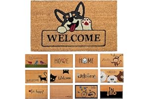 AMARU DOOR MATS Zerbino Saluto Cane Fibra di Cocco - 70x40cm Zerbino Ingresso Casa con Superficie Antiscivolo in PVC e Fibra Cocco - Per Corridoi, Porte Esterne - Accessori per la Casa - Design Minimalista Originale